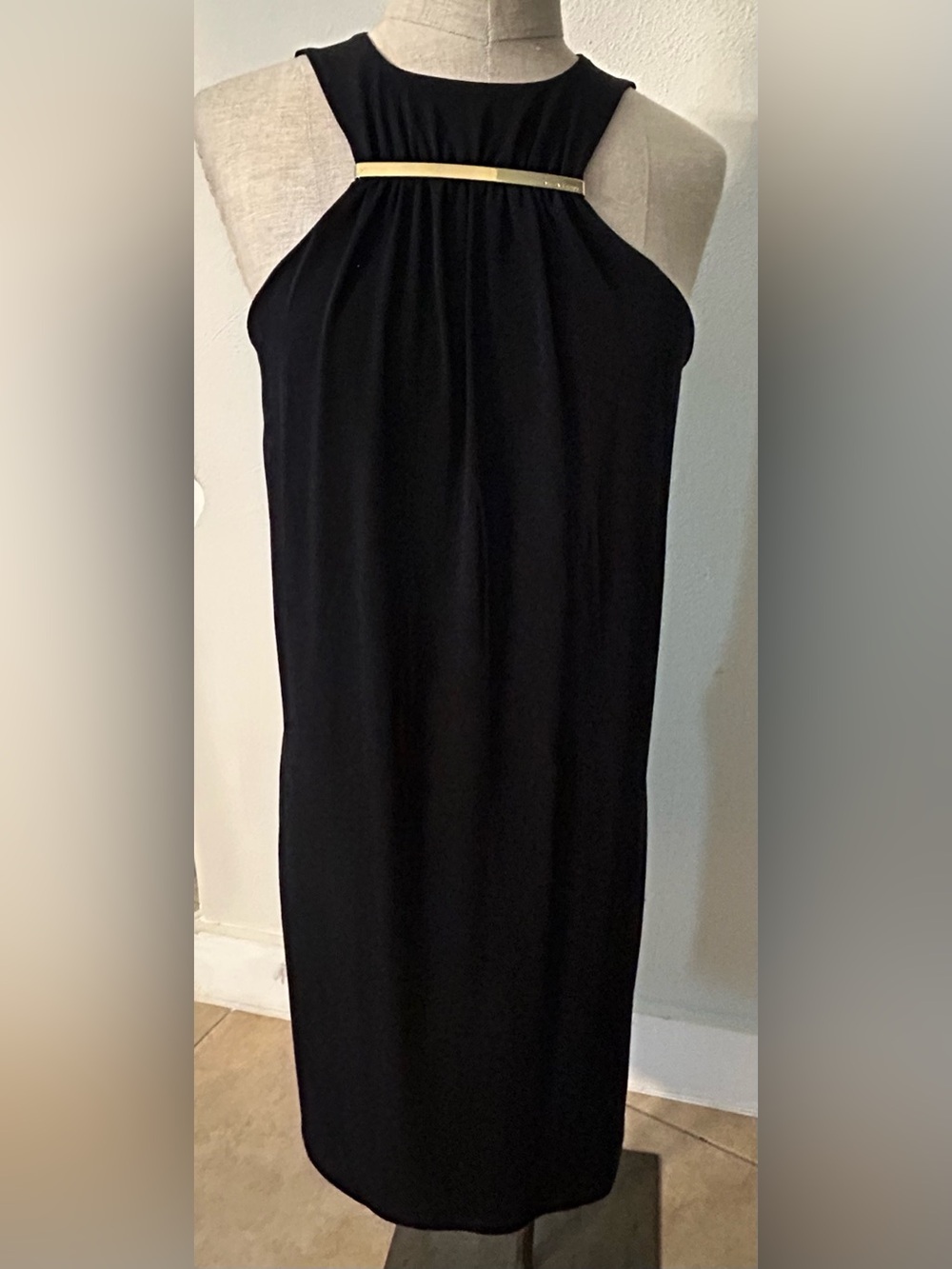 MICHAEL Michael Kors Black Strapless Dress with Gold Accent